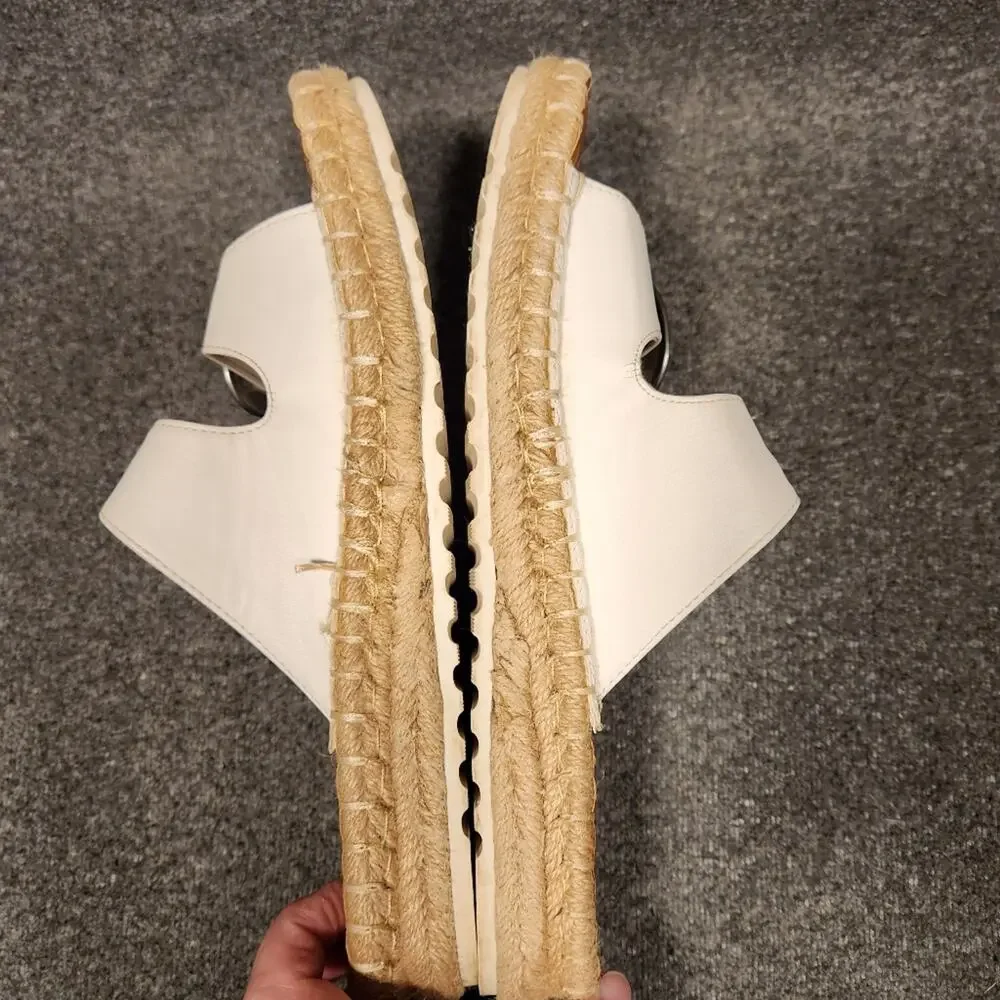 TRUE CRAFT Shaker White Double Strap Buckle Espadrille Slide Sandal Womens 7.5